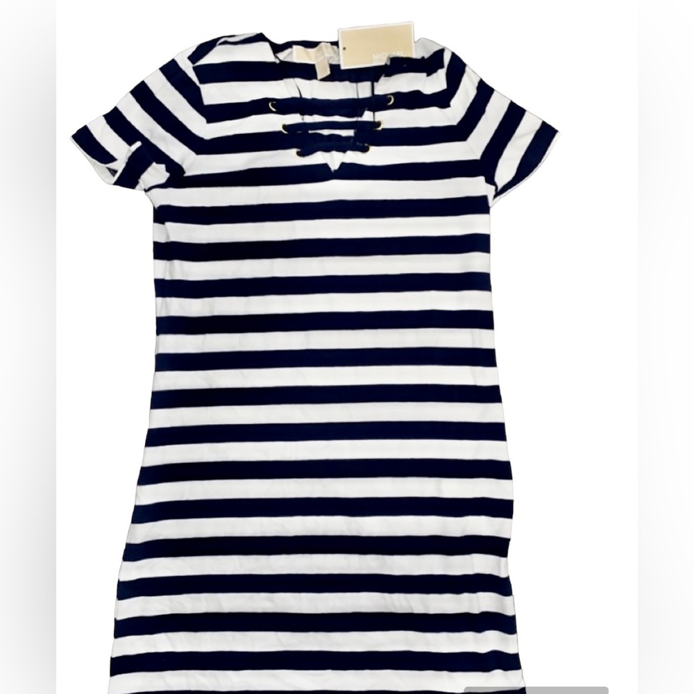 NWT MICHAEL KORS Navy/Wht Stripe Dress